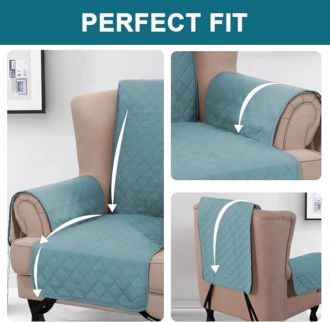 Turquoize 100% Waterproof Wing Chair Cover Wing Armchair Slipcovers Chair Couch - Image 5
