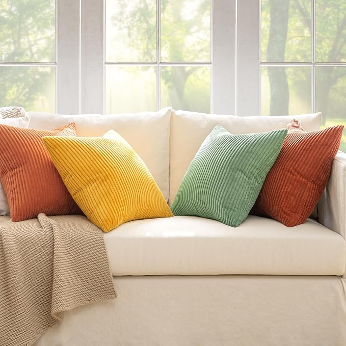 MIULEE Fall Decorative Throw Pillow Covers Yellow Rust Green 20x20 | Set of 4 - Image 5