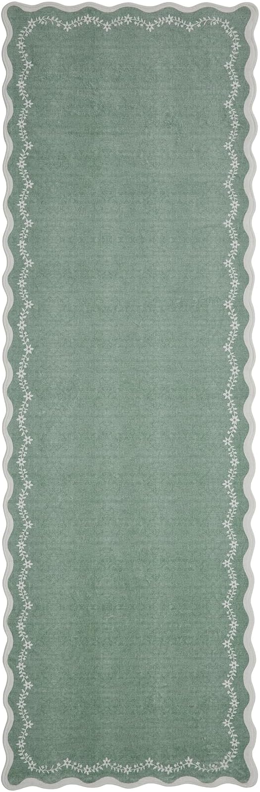 GarveeHome 2.5x8 Scalloped Washable Runner Rug Non Slip Hallway Kitchen Rug | - Image 8