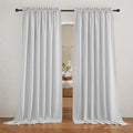 RYB HOME 95 inch Curtains - Linen Curtains Semi Sheer Drapes Airy Breathable Light Filtering Drapery Sun Shades for Living Room Children Bedroom Nursery Farmhouse, Wide 70", 2 Panels Set, Dove Grey