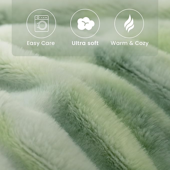 Ultra Soft Cozy Faux Fur Throw Blanket, Fuzzy Plush Thick Bubble Blanket - Image 5