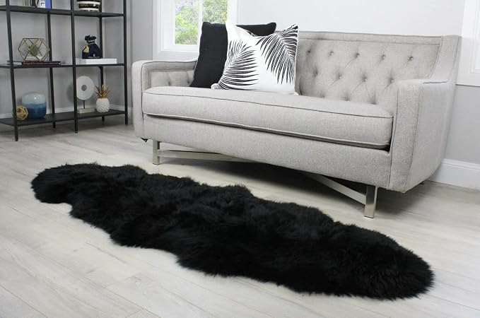 HUAHOO Premium Genuine Sheepskin Rug Black Real Australia Sheepskin Natural - Image 6
