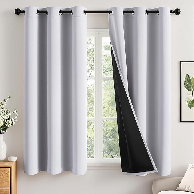 MIULEE Greyish White 40x45 Inch Length Blackout Curtains by MIULEE