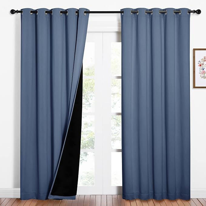 NICETOWN 100% Blackout Curtains 84 inches Long, Pair of Energy Smart & Noise by NICETOWN
