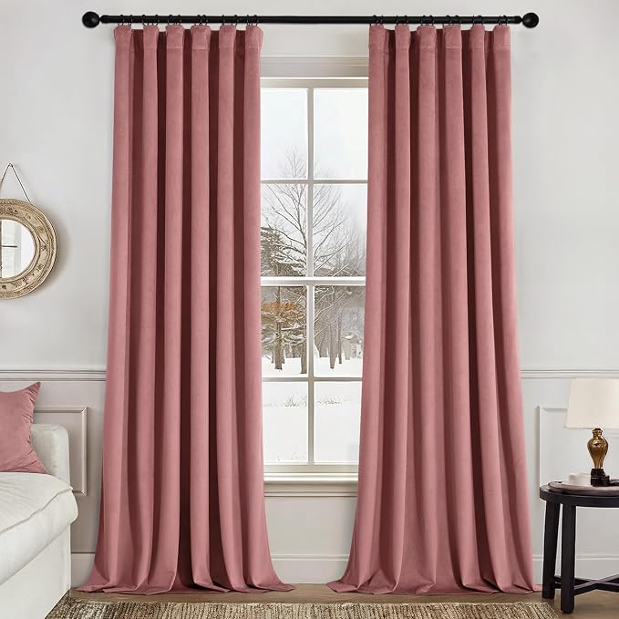 MIULEE Velvet Curtains 50W x 90L 2 Panels Dusty Rose Blackout Curtains | Luxury by MIULEE
