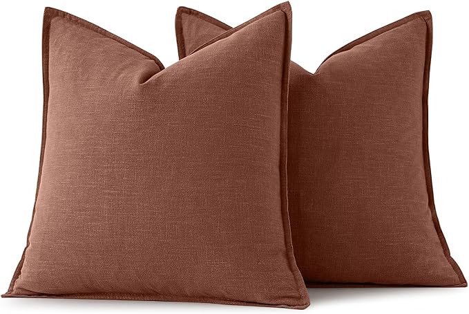 MIULEE Decorative Linen Euro Sham Pillow Covers 24x24 Autumn Glaze | Boho - Image 6