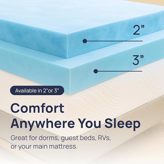 Sure2Sleep Gel Swirl Memory Foam Mattress Topper - 3 Inch, Pressure Relieving, Cooling Comfort - Made in The USA & CertiPUR-US Certified - Softens Firm Beds and Extends Mattress Life - Cal King Size