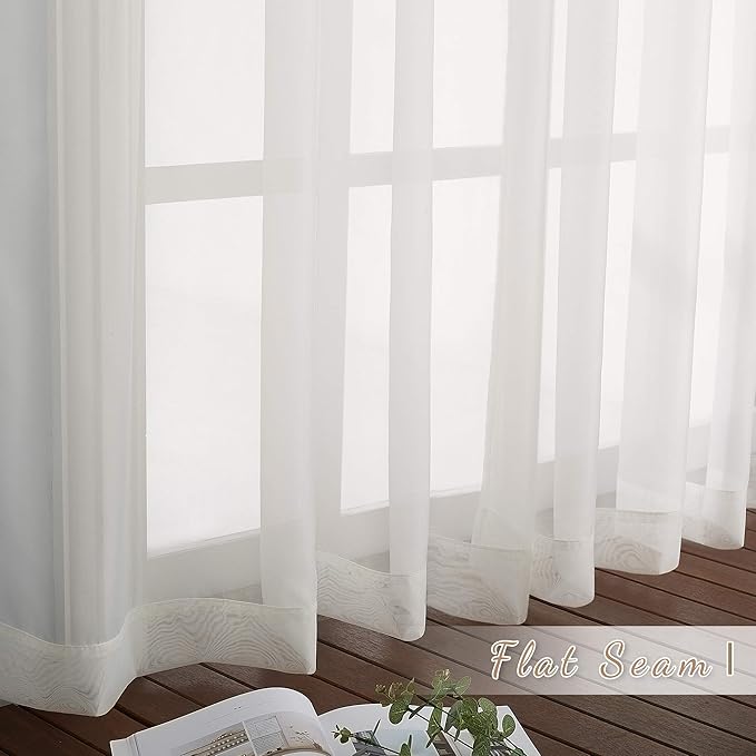NICETOWN Beige Sheer Curtains 90 inch Length, Grommet Airy & Lightweight Chic - Image 6