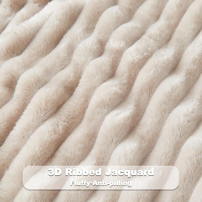 NEWCOSPLAY Fleece Ribbed Cozy King Blanket - Image 5