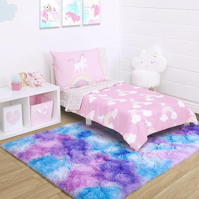 Noahas 6x9 Large Tie-Dyed Blue Purple Pink Fluffy Area Rug Non-Slip - Image 7