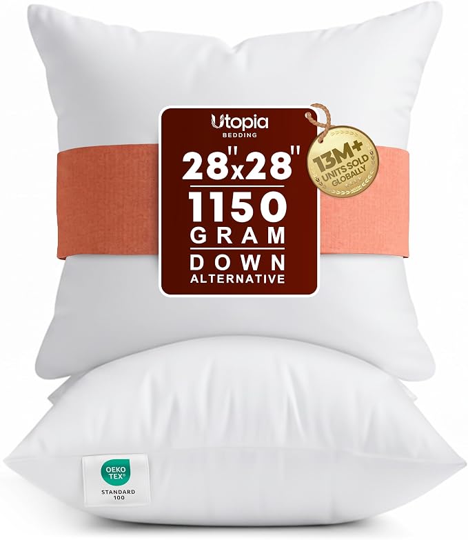Utopia Bedding 28x28 Pillow Inserts, 2 Pack | Indoor cushion inserts by UTOPIABEDDING