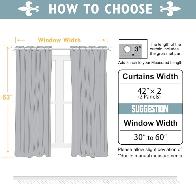 ChrisDowa Blackout Curtains for Bedroom and Living Room 63 Inches Long | 2 - Image 5