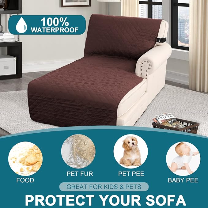 Turquoize 100% Waterproof Sofa Covers Chaise Lounge L Shape Sofa Protector - Image 2