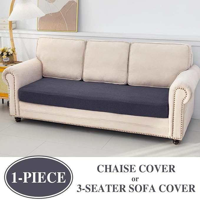 LA MEACK Chaise Couch Cushion Cover Washable Separate Seat Stretch Sectional - Image 3