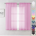 Light Pink Sheer Curtains 63 Inch Length 2 Panels Set, Elegant Voile Window by Lecloud