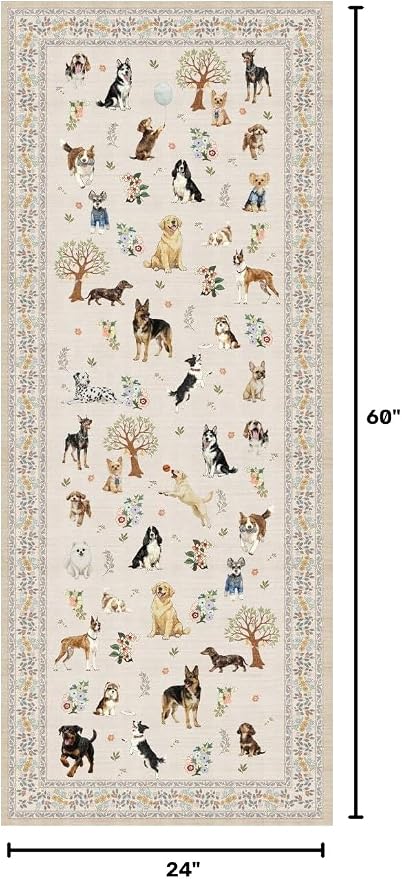 Beige Hallway Runner Rug 2x5 for Bedroom Kitchen | Ultra-Thin;Boho Style;Non - Image 2