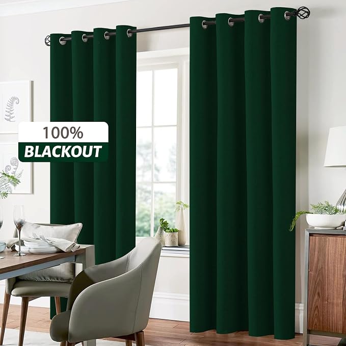 Yakamok Dark Green Linen Textured Curtains 84 Inches Long - Image 7