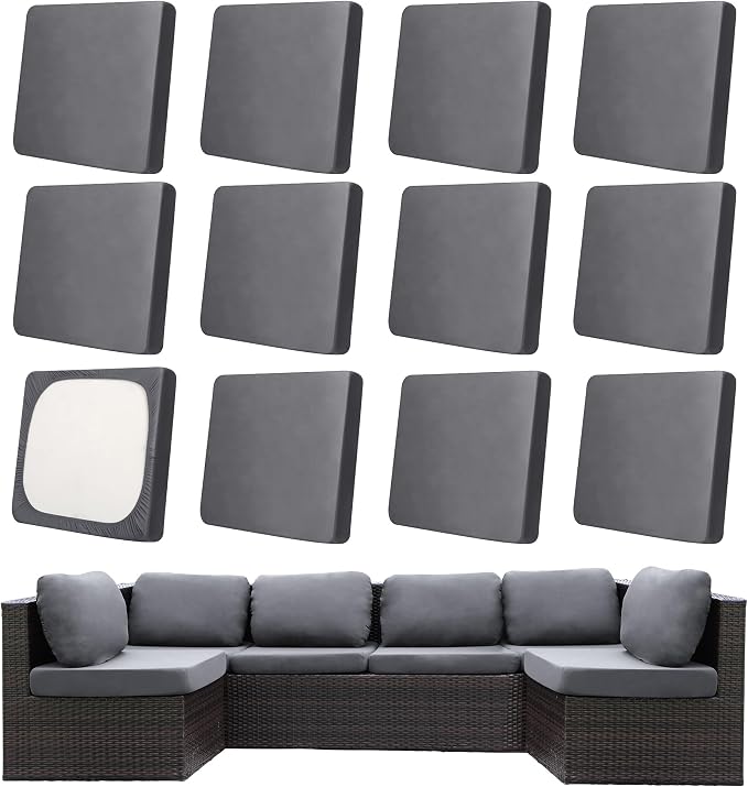 12Pcs Patio Cushion Covers, Outdoor Stretch Cushion Covers, Washable | Stretch by Unknown