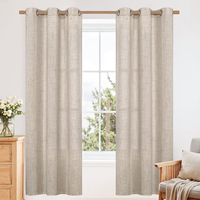 YoungsTex Natural Linen Curtains 42X72 Inch Long by YoungsTex