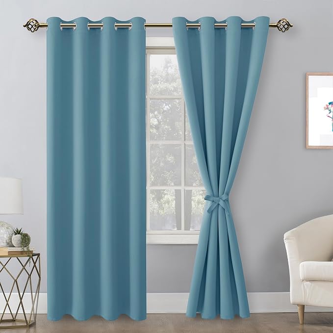 Blackout Curtains for Bedroom, Stone Blue, 52 x 84 Inch, 2 Panels | Thermal - Image 8