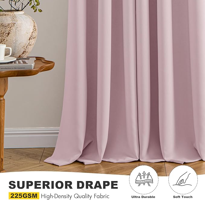 MIULEE Blackout Curtains for Bedroom 2 Panels 40 x 54 Inch Long Blush Pink | - Image 5