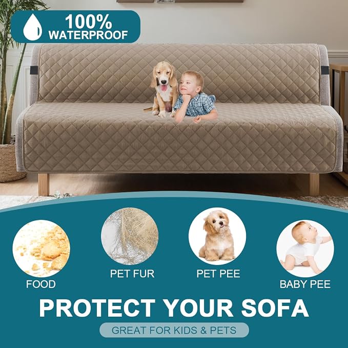Turquoize 100% Waterproof Futon Cover Futon Slipcover Washable Armless Sofa Bed - Image 2