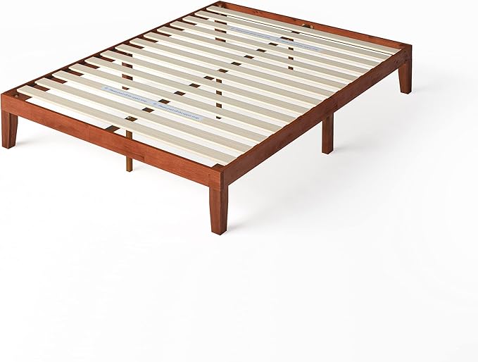 ZINUS Wen Wood Platform Bed Frame, Solid Wood Foundation, Wood Slat Support, No Box Spring Needed, Easy Assembly, Cherry, King