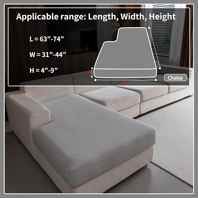 OHSIO Sectional Couch Covers, Wear Resistant Stretch Sofa Covers Washable Soft - Image 2