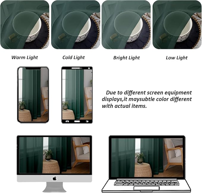 Chyhomenyc Christmas Sheer Curtains 84 Inches Long, 2 Panels, Hunter Green | - Image 9