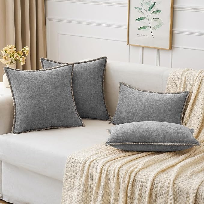 MIULEE Decorative Couch Throw Pillow Covers 20x20 Inch Dark Gray 2 Pack | - Image 5