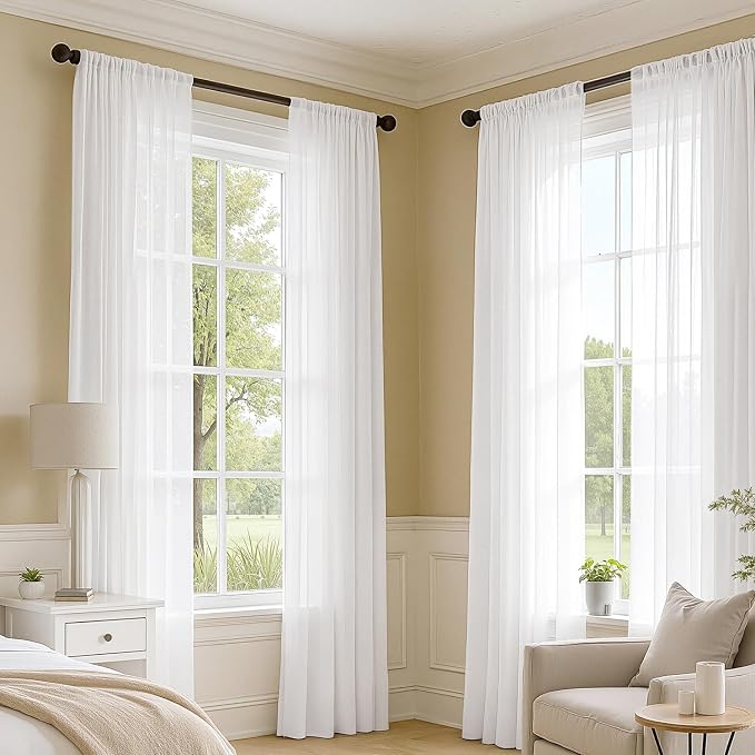 MIULEE White Sheer Curtains 78 Inches Long 4 Panels 42 x 78 Inches | Light - Image 2