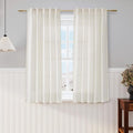 54 Inch Semi Sheer Linen Curtains, Linen Blend Light Filtering Panels Back Tab by Nanspring