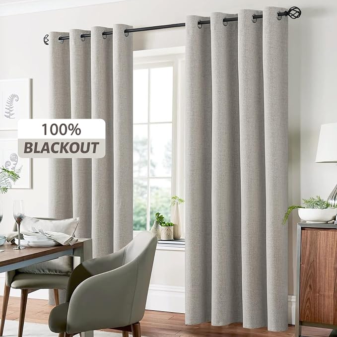 Yakamok Oatmeal Linen Textured Curtains 84 Inches Long - Image 7