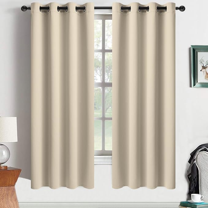 Yakamok Room Darkening Curtains 52x63 inch Length Cream Beige-Living Room | 2 by Yakamok
