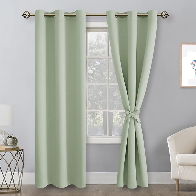 Blackout Curtains for Bedroom, 42 x 84 Inches Long, Seafoam Green | Thermal - Image 8