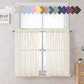 Ivory Sheer Curtains Tiers 36 Inch Length Set of 2, Voile Kitchen Curtains by Lecloud