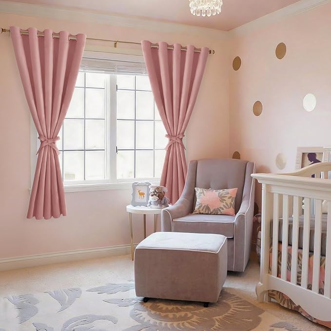 Room Darkening Curtains for Bedroom, 60 x 72 Inches, Dusty Rose | Thermal - Image 6