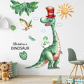 Summer Dinosaurs Wall Stickers Decals Kid Room Nursery Baby Bedroom Décor (Dinosaur with Hat)