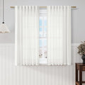 Ivory Linen Sheer Curtains 54 Inch Length 2 Panel Set Back Tab Rod Pocket Semi by Nanspring