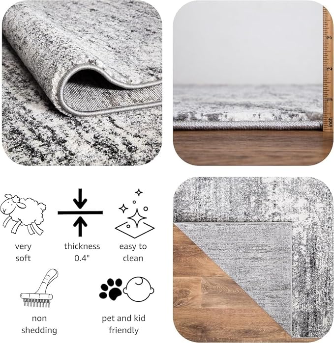 Keen Home Design Area Rugs - 4x6 Non-Shedding, Abstract Rugs for Kitchen, Living Room, Bedroom, Dining Room, Entryway - Size: 4' x 6', Abstract Cream/Grey