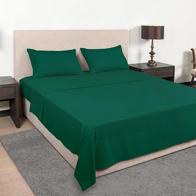 Mejoroom King Size Bed Sheet Set - Hotel Luxury 1800 Bedding Sheets & Pillowcases - 16" Deep Pocket Fitted Sheet, Soft, Wrinkle& Breathable, Fade Resistant - 4 Piece(King, Emerald Green)