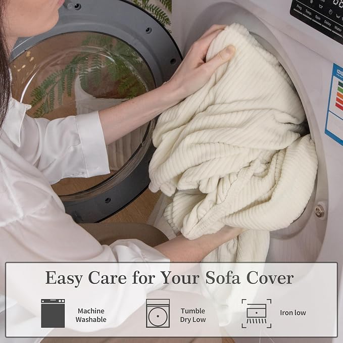 OHSIO Sectional Couch Covers, Wear Resistant Stretch Sofa Covers Washable Soft - Image 6