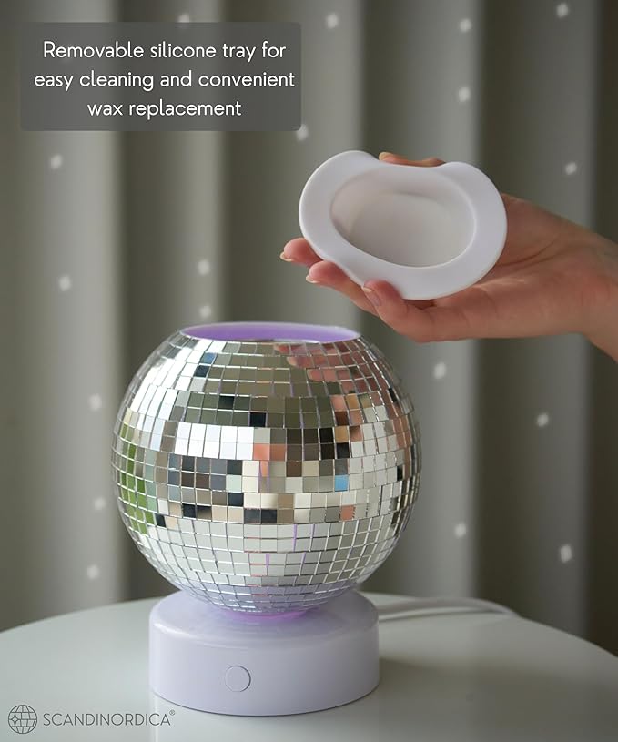 SCANDINORDICA Disco Ball Wax Warmer Rotating with Colors Changing Night Light, Cute Scent Oil Candle Wax Melts Warmer for Home, Disco Candle Warmer Wax Melter | Disco Ball Decor for Home