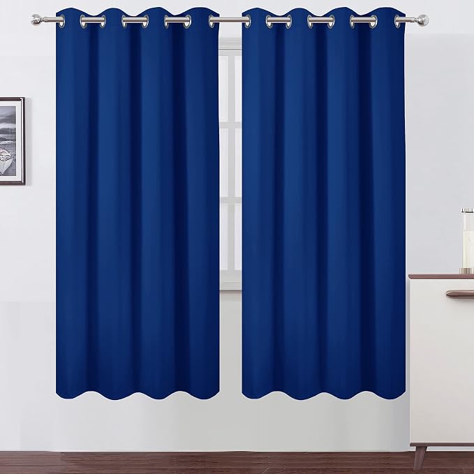 Blackout Curtains 52 x 72 inch/Royal Blue Curtains Set of 2 Panels/Thermal by Lemomo
