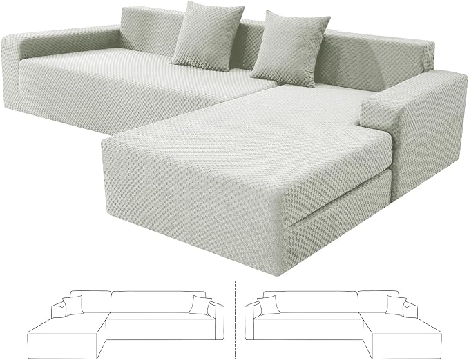 ZNSAYOTX Sectional Couch Covers, Stretch Jacquard Slipcovers by ZNSAYOTX