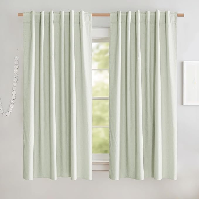 NICETOWN Light Green Blackout Kitchen Curtains 45" Length, Pair of Thermal by NICETOWN
