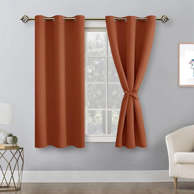 Fall Blackout Curtains for Bedroom Burnt Ochre 42 x 45 Inch 2 Panel | Thermal - Image 8