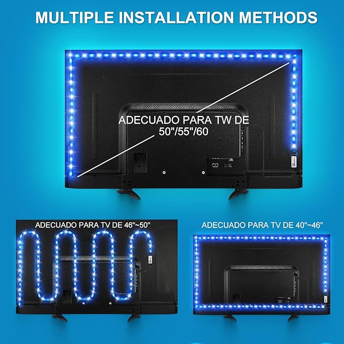 TV LED Lights, 13.2ft Music Sync RGB Strip Lights with Remote & App Control, USB Powered for 32-65 Inch TVs, PC, Bedroom, Gaming Setup, Home Cinema