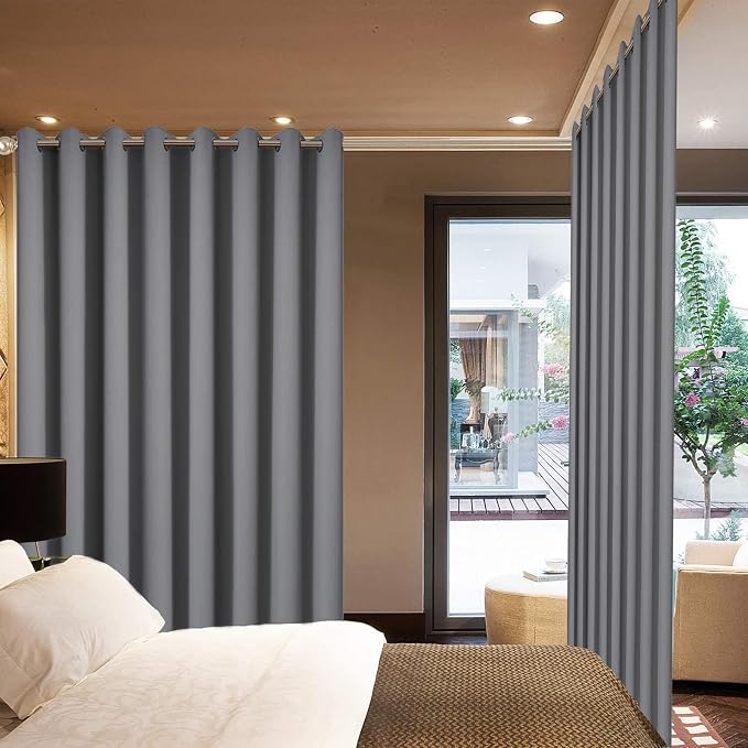 Yakamok Grey Room Darkening Curtains 84 inch Gray Sliding Door Drapes | 1 - Image 3