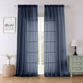 Navy Blue Sheer Curtains 96 Inches Long 2 Pcs, Light Filtering Window Curtains by Lecloud